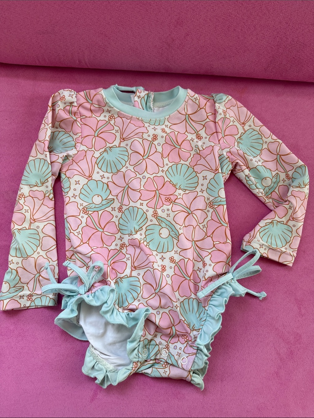 Caden Lane 2T Rash Guard Swimsuit Ocean Pearl